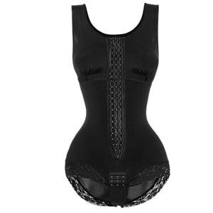 Women's Black Wide Straps Front Hooks Butt Lifter Shapewear Thigh Slimmer PT23251