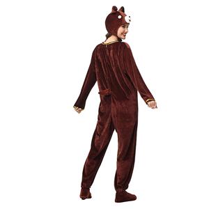 3pcs Funny Brown Bear Animal Jumpsuits Pajama Adult Cosplay Halloween Costume N23242