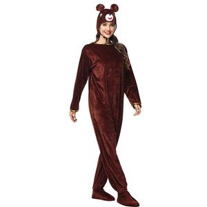 3pcs Funny Brown Bear Animal Jumpsuits Pajama Adult Cosplay Halloween Costume N23242