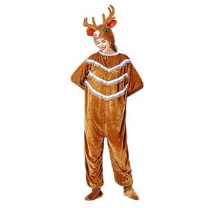 3pcs Unisex Funny Elk Animal Bodysuit Pajama Adult Cosplay Halloween Costume N20734