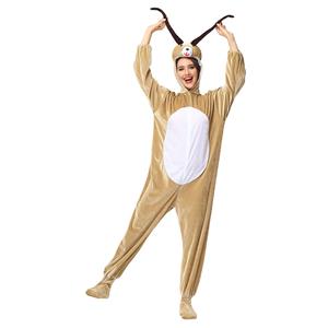 2pcs Funny Goat Animal Jumpsuits Pajama Adult Cosplay Halloween Costume N23243