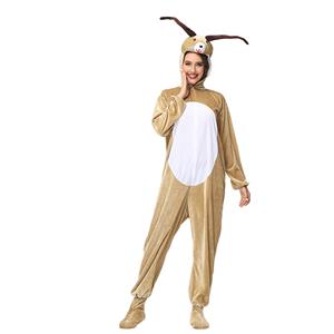 2pcs Funny Goat Animal Jumpsuits Pajama Adult Cosplay Halloween Costume N23243