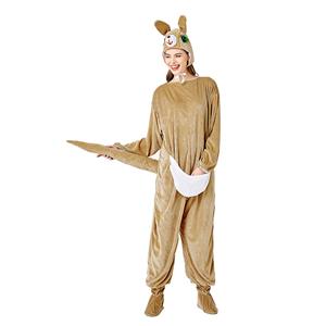 3pcs Unisex Funny Kangaroo Animal Bodysuit Pajama Adult Cosplay Halloween Costume N20732