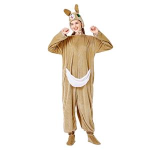 3pcs Unisex Funny Kangaroo Animal Bodysuit Pajama Adult Cosplay Halloween Costume N20732