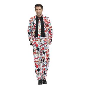 Men 's Funny Surprise Bomb Graffiti Print Personalized Party Suit Adult Cosplay Costume N20485