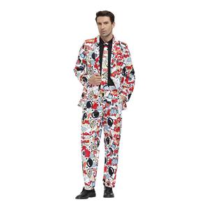 Men 's Funny Surprise Bomb Graffiti Print Personalized Party Suit Adult Cosplay Costume N20485