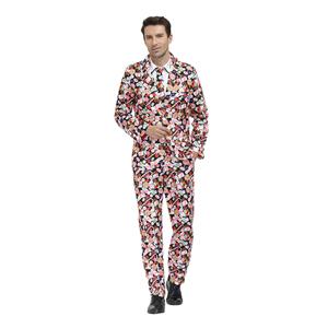 Men 's Funny Candies Pattern Print Personalized Party Suit Adult Cosplay Costume N20486