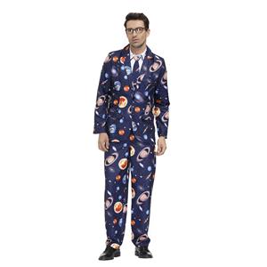 Men 's Fashion Space Pattern Print Personalized Party Suit Adult Cosplay Costume N20487