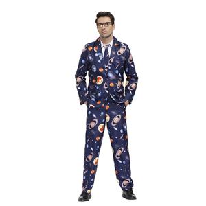 Men 's Fashion Space Pattern Print Personalized Party Suit Adult Cosplay Costume N20487