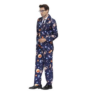 Men 's Fashion Space Pattern Print Personalized Party Suit Adult Cosplay Costume N20487