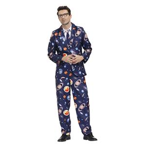 Men 's Fashion Space Pattern Print Personalized Party Suit Adult Cosplay Costume N20487