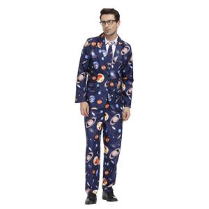 Men 's Fashion Space Pattern Print Personalized Party Suit Adult Cosplay Costume N20487