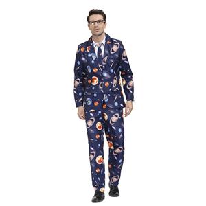 Men 's Fashion Space Pattern Print Personalized Party Suit Adult Cosplay Costume N20487