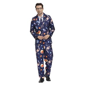 Men 's Fashion Space Pattern Print Personalized Party Suit Adult Cosplay Costume N20487