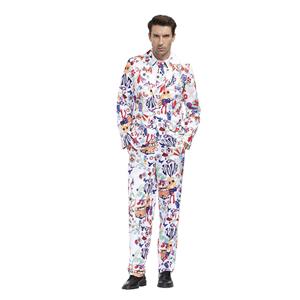 Men 's Fashion Letter Pattern Print Personalized Party Suit Adult Cosplay Costume N20488