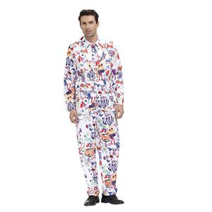 Men 's Fashion Letter Pattern Print Personalized Party Suit Adult Cosplay Costume N20488