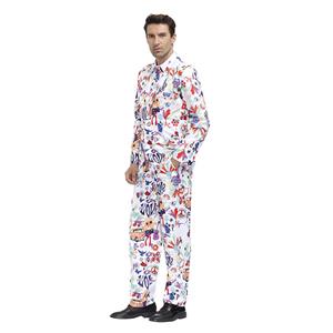 Men 's Fashion Letter Pattern Print Personalized Party Suit Adult Cosplay Costume N20488