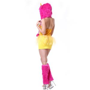 Funny Furry Polly Pinky Monster Costume Circus Girl Clown Cosplay Halloween Costume N18227