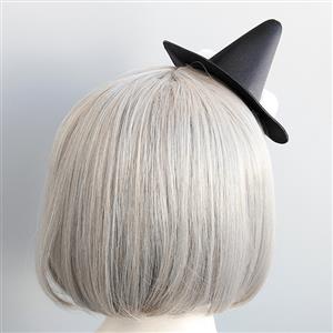 Cute Black Ghost White Fuzzy Balss Embellishment Halloween Witch Hat Hairclip J18805