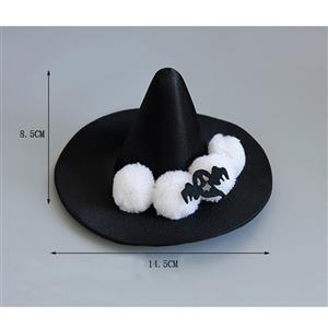 Cute Black Ghost White Fuzzy Balss Embellishment Halloween Witch Hat Hairclip J18805