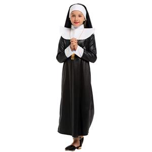 Sexy Nun Cosplay Robe Children Halloween Party Theatrical Masquerade Costume N22952