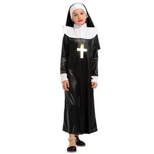 Sexy Nun Cosplay Robe Children Halloween Party Theatrical Masquerade Costume N22952