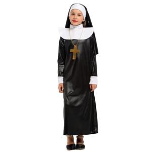 Sexy Nun Cosplay Robe Children Halloween Party Theatrical Masquerade Costume N22952