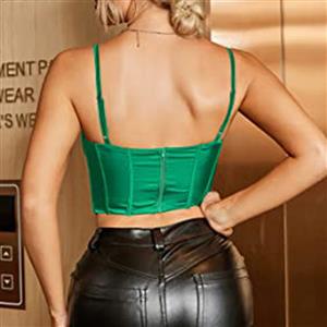 Sexy Smooth Satin 10 Plastic Boned B Cup Bustier Bra Music Festival Clubwear Crop Top N22064