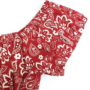 Gorgeous Paisley Pattern Red Short Sleeve Off Shoulder Blouse Top N18728