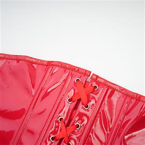 Gothic Red 10 Plastic Boned Belt Buckle Waist Cincher Body Shaper Underbust Corset N23324