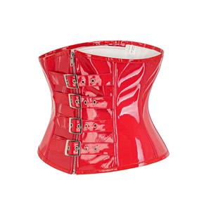 Gothic Red 10 Plastic Boned Belt Buckle Waist Cincher Body Shaper Underbust Corset N23324