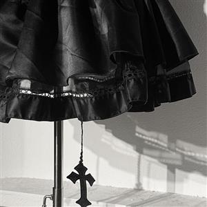 Gothic Black Bustier and Ruffled Skirt Set with Embroidery Detailing N23803