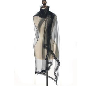 Gothic Black Ghost Bride See-through Tulle Veil Halloween Cosplay Accessory N23245