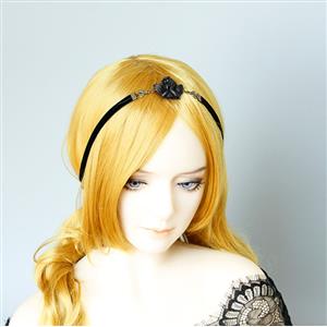 Gothic Black Evil Little Angel and Cloth Belt Tiara Hair Band Halloween Accessory J19687