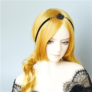 Gothic Black Evil Little Angel and Cloth Belt Tiara Hair Band Halloween Accessory J19687