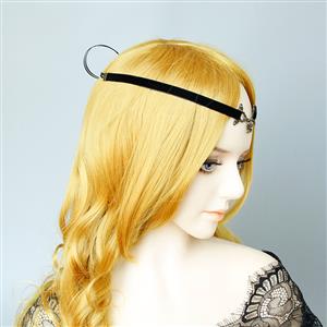 Gothic Alloy Spider And Black Cloth Belt Tiara Hair Band Halloween Accessory J19689