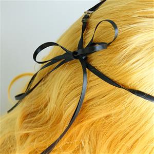 Gothic Alloy Spider And Black Cloth Belt Tiara Hair Band Halloween Accessory J19689