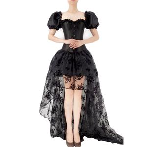 Sexy Gothic Overbust Corset Dress, Burlesque Overbust Corset with Tutu Skirt, Cheap Outerwear Corset Dress, Retro Overbust Corset Dress, Sexy Corset with Petticoat, Vintage Floral Print Overbust Corset, Victorian Gothic Waist Cincher, #N22235