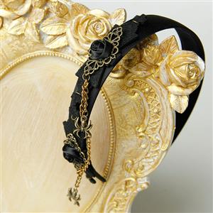 Gothic Black Rose Lolita Spider Pendant Halloween Party Cosplay Anime Decorations Headband J21544