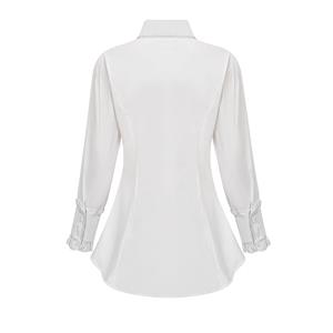 Victorian Retro White Ruffle Lapel Button Shirt Bishop Long Sleeve Lolita Blouse Top N22029