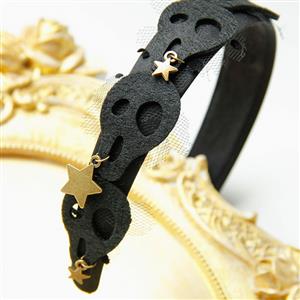 Gothic Black Skull and Metal Stars Pendant Lolita Halloween Party Cosplay Anime Headband J21545