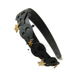 Gothic Black Skull and Metal Stars Pendant Lolita Halloween Party Cosplay Anime Headband J21545