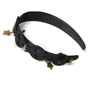 Gothic Black Skull and Metal Stars Pendant Lolita Halloween Party Cosplay Anime Headband J21545