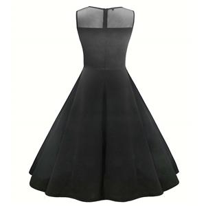Big Skirt Black Lace Retro V-Neck Sleeveless Dress N23487