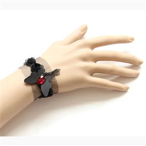 Gothic Black Wristband Butterfiy Embellishment Bracelet J17865