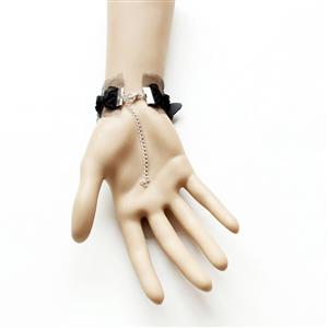 Gothic Black Wristband Butterfiy Embellishment Bracelet J17865