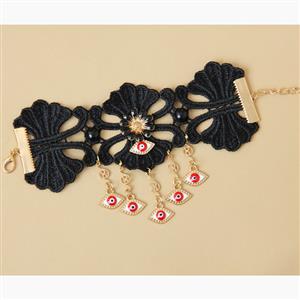 Gothic Black Wristband Butterfly Embellishment Bracelet J17892