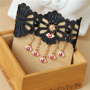 Gothic Black Wristband Butterfly Embellishment Bracelet J17892