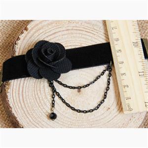 Gothic Black Wristband Floral Embellishment Bracelet J17864