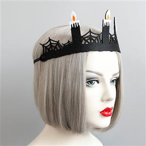 Gothic Black Cobweb Candle Halloween Crown Headwear MS18383